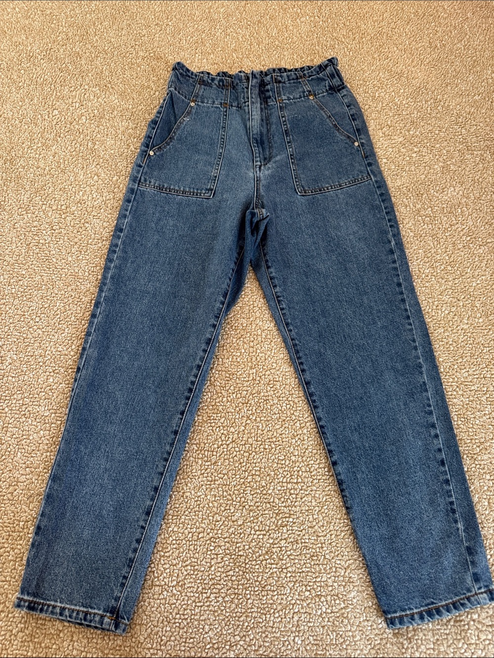 Forever 21 Elastic Waist Medium Blue Denim Pants